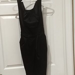 Black satin cocktail dress